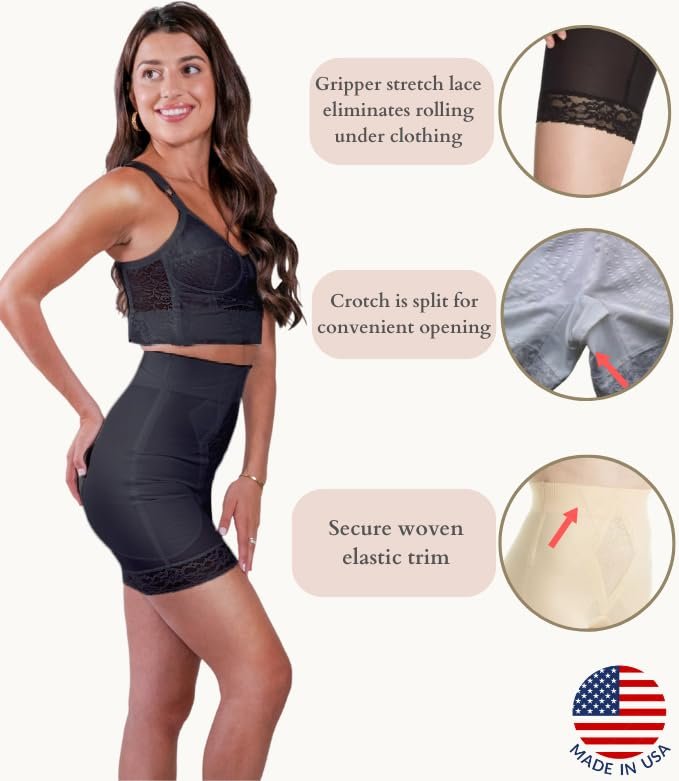 6206 - High Waist Long Leg Shaper | Made in USA | No Top Roll Waistband | Quality Material | Medium Control |