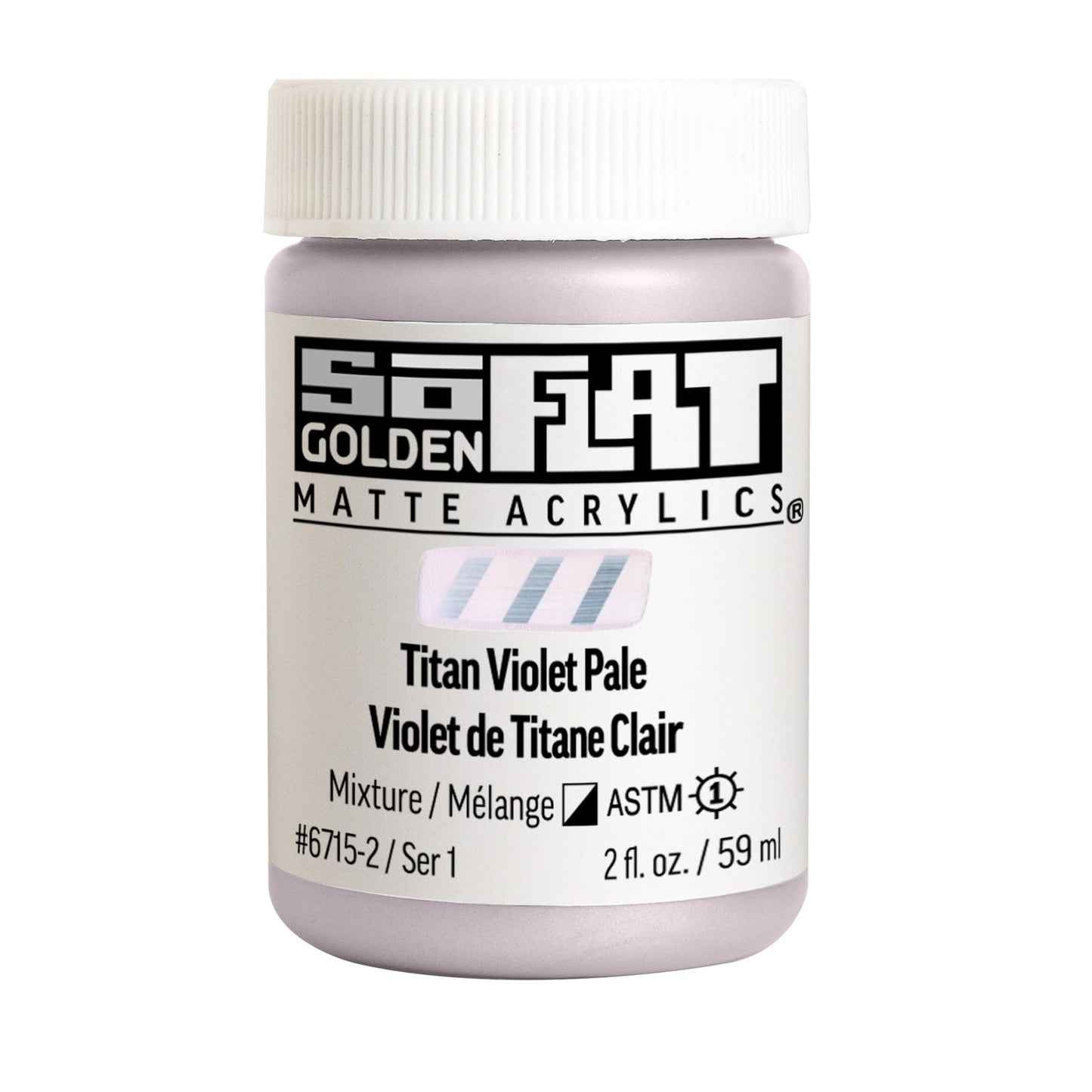 SoFlat Matte Acrylics by GOLDEN, Titan Violet Pale, 2 fl. oz. Jar, Professional Acrylic Paint, Semi-Opaque