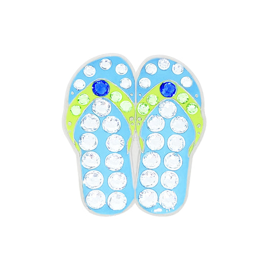 NAVIKA Blue Flip Flops/Sandals Golf Ball Marker with Austrian Crystals | Magnetic Hat Clip Included | Island/Beach Themed Golfing Accessory | Bling Gift for Women Golfers