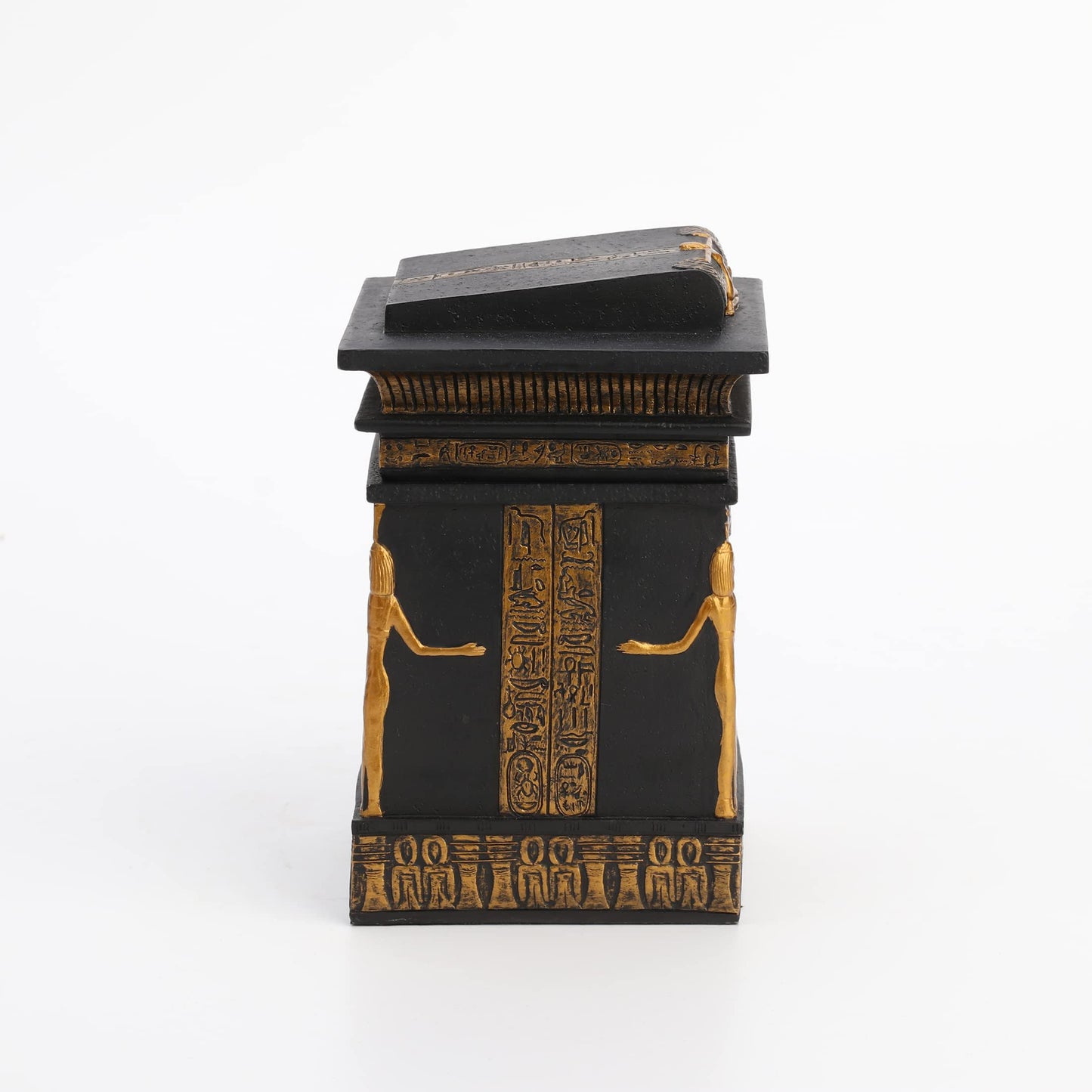 Veronese Design 5 3/4 Inch Tall Egyptian Canopic Shrine Trinket Stash Box Resin Sculpture Black Gold Finish