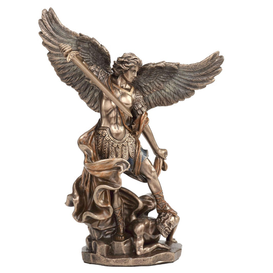 Veronese Design 6 1/4 Inch Archangel Saint Michael Vanquishing Demon Cold Cast Resin Bronze Finish Sculpture