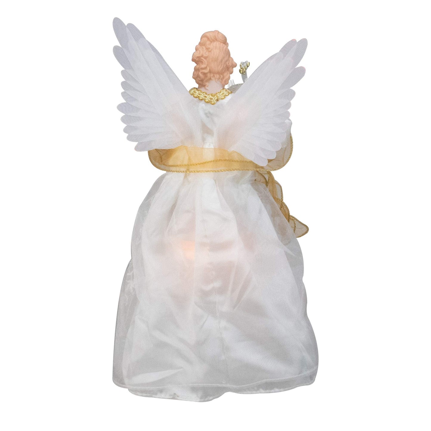 Kurt Adler 14-Inch Fiber Optic Ivory and Gold Animated Angel Treetop