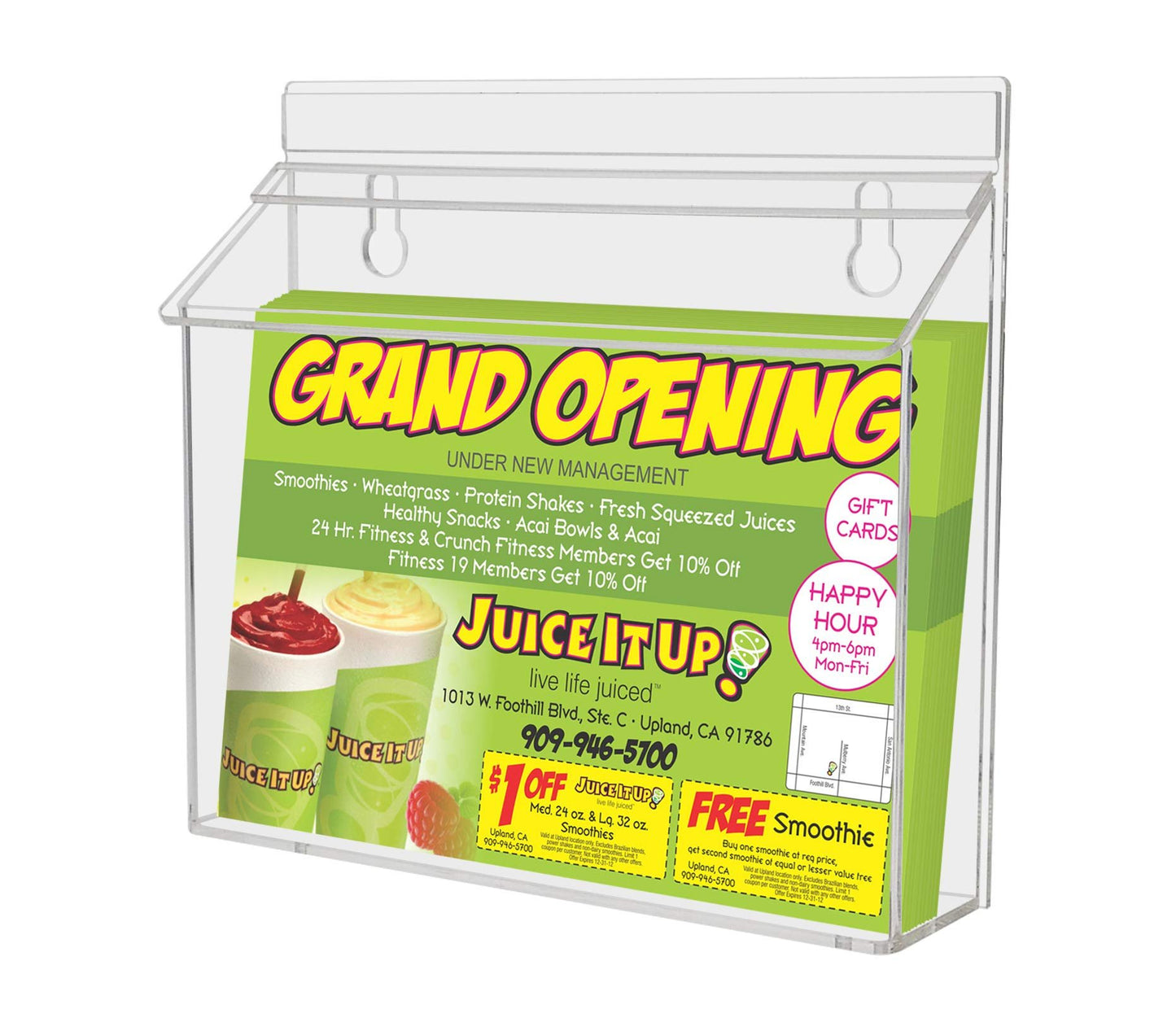 Marketing Holders Outdoor Brochure Holder Holds 9” x 6” Booklets and Bifolds Wall Mount Clear Acrylic Box with Lid Store Front Pamphlet Display Take One Organizer Bin