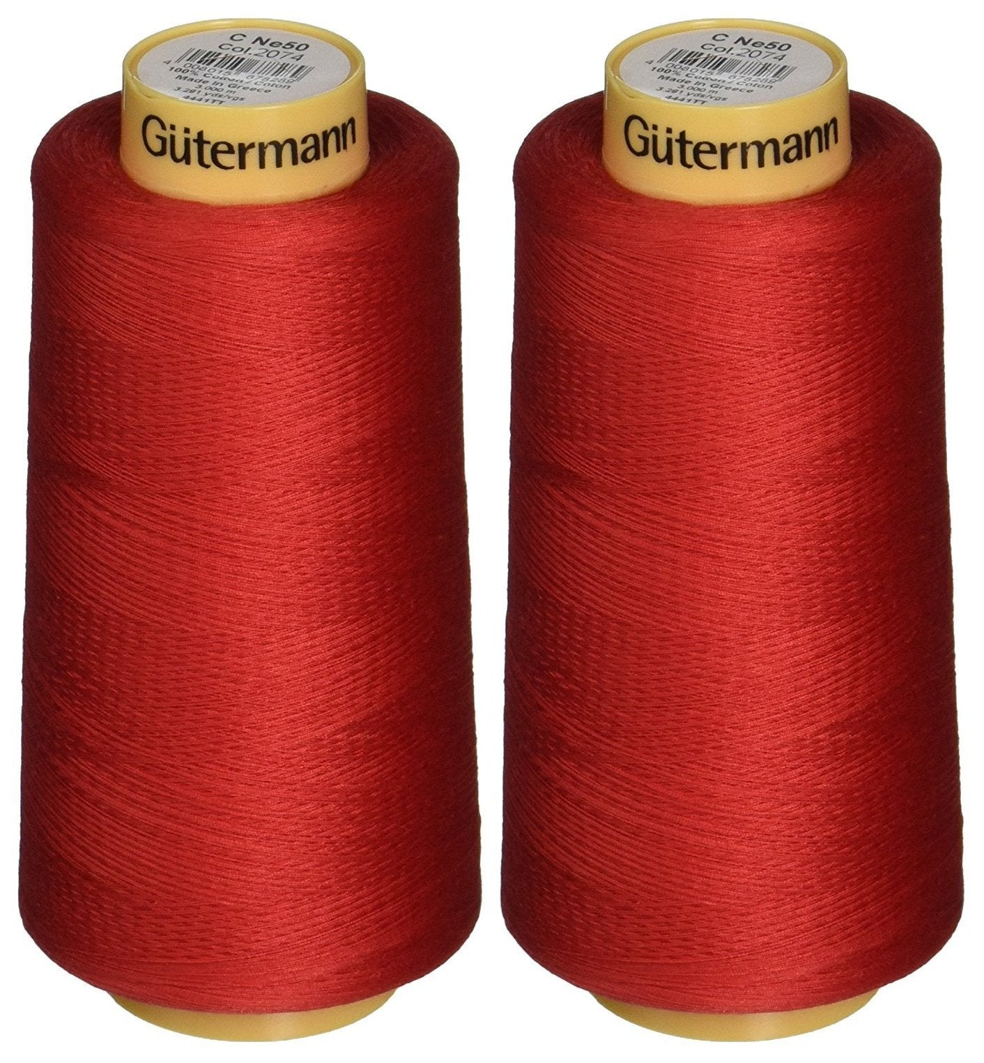 Gutermann Natural Cotton Thread Solids, 3281-Yard (2-Pack, Red)