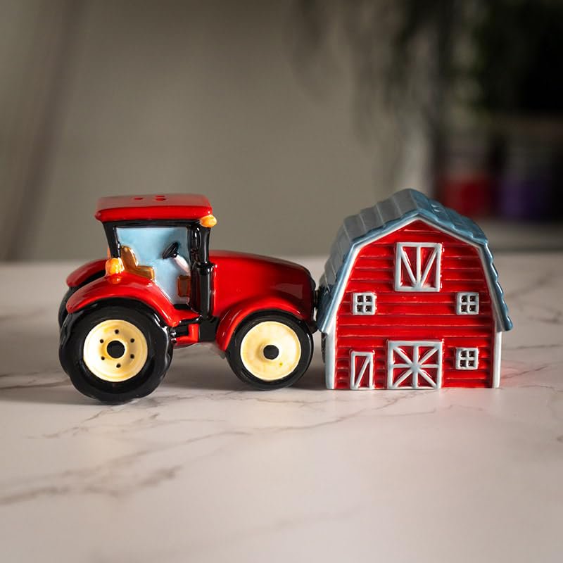 Pacific Giftware Country Kitchen Tractor & Barn Salt and Pepper Shakers