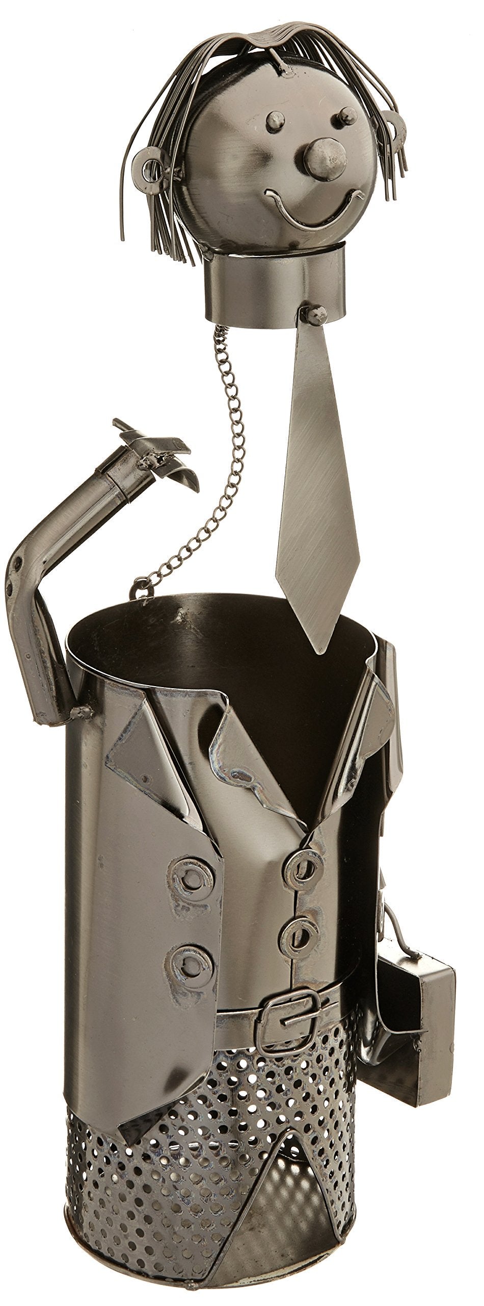 WINE BODIES Business Man Metal Wine Bottle Holder, Charcoal