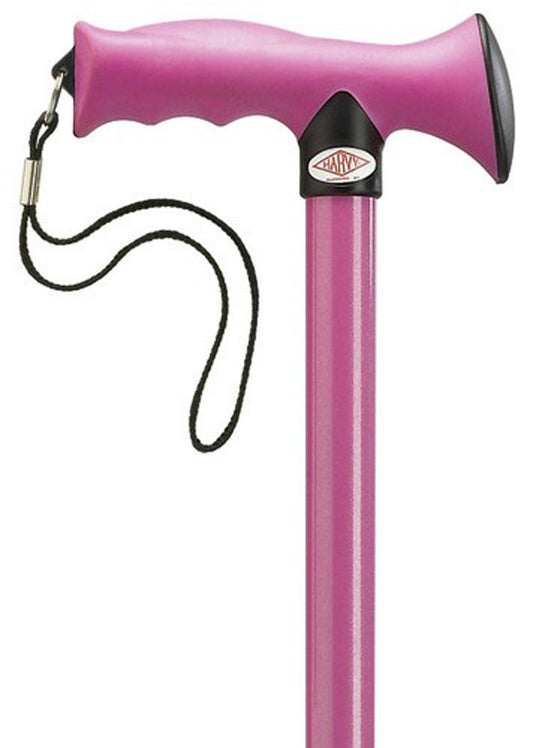 HARVY Light Pink Adjustable Walking Cane for Women – Ergonomic Rubber Grip Handle, Aluminum Shaft, Lightweight Stylish Ladies Cane 32"-36"