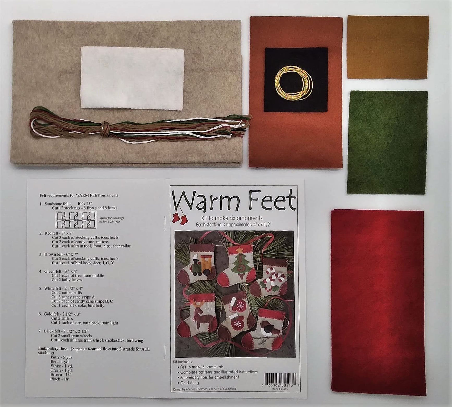 Warm Feet Kit and Pattern | Christmas Ornament Craft Kit | DIY Christmas Ornament Kit by Rachel's of Greenfield