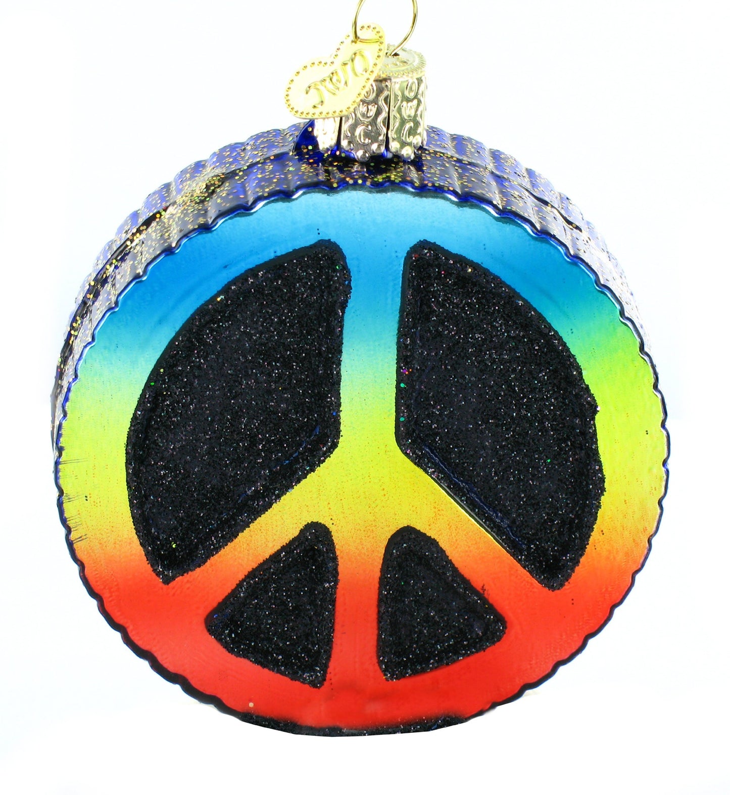 Old World Christmas Ornaments:Peace Sign Glass Blown Ornaments for Christmas Tree, Peace Sign