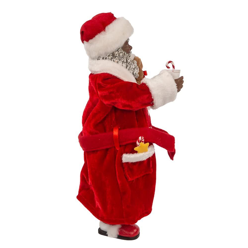 Kurt Adler 10.5-Inch Fabriché Black Santa in Pajamas and Robe