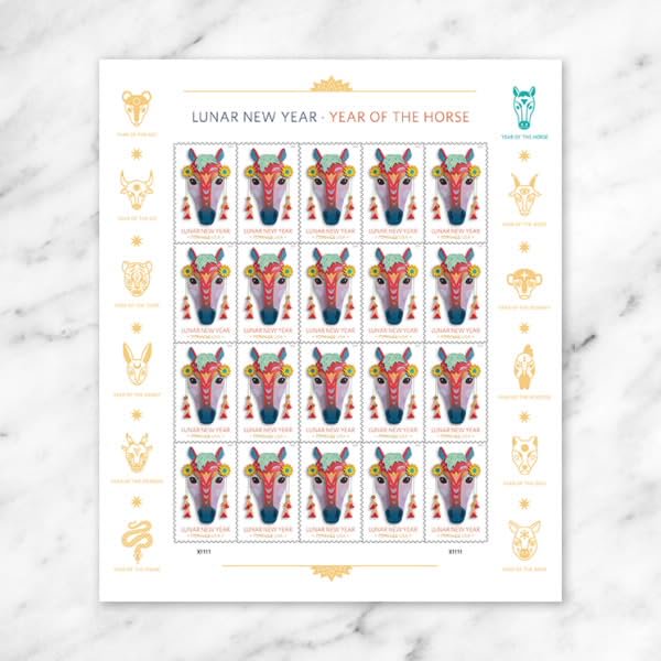 Lunar New Year: Year of The Horse 2026 (Sheet of 20) First-Class Mail Forever Postage Stamps