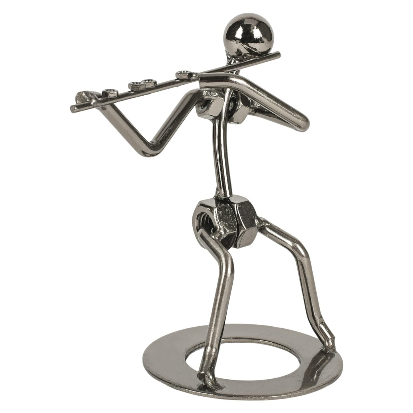 Broadway Gifts Co Silver Tone Polished Flutist 6 inch Metal Table Top Figurine