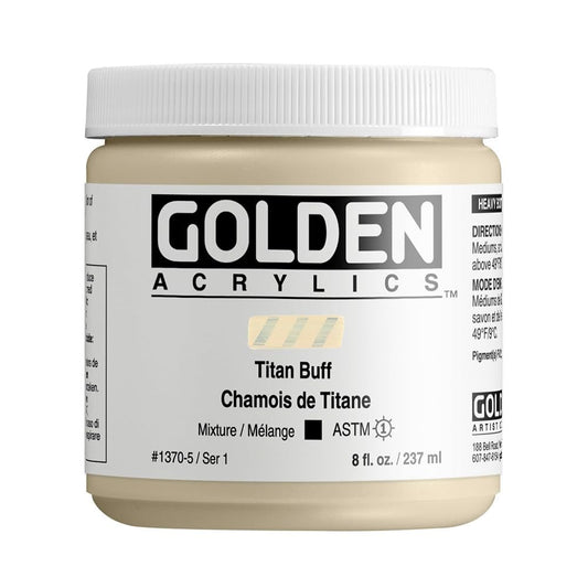 Heavy Body Acrylics by GOLDEN, Titan Buff, 8 fl. oz. Jar, Professional Acrylic Paint, Opaque