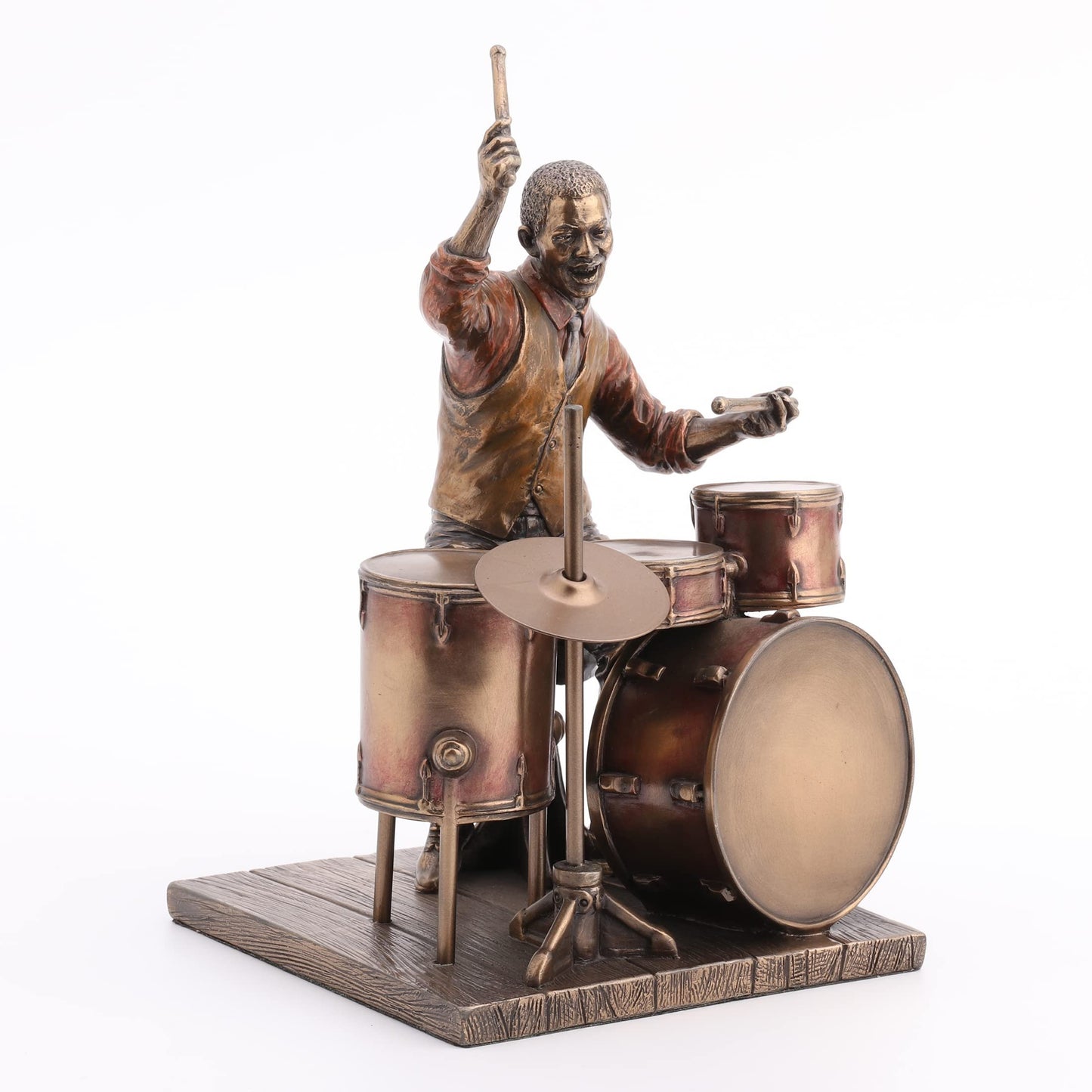 Veronese Design 8" Jazz Band Drummer Resin Figurine Bronze Finish Statue