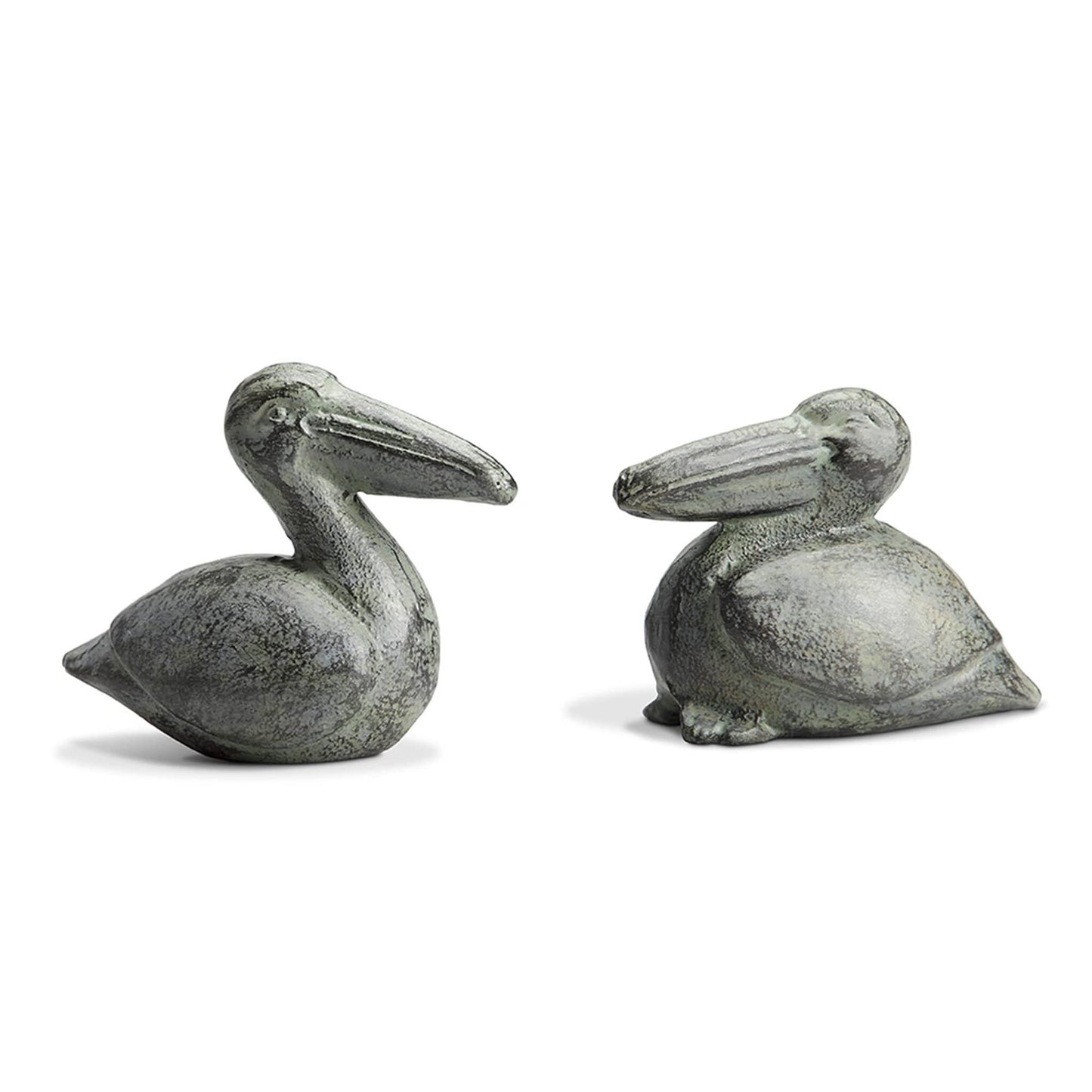 SPI Home 64046 Grey Wash and Distressed Pelican 4 x 3 Cast Iron Decorative Table Top Décor Figurine Set of 2