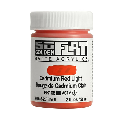 GOLDEN SoFlat Matte Acrylics, Cadmium Red Light, 2 fl. oz. Jar, Professional Acrylic Paint, Opaque