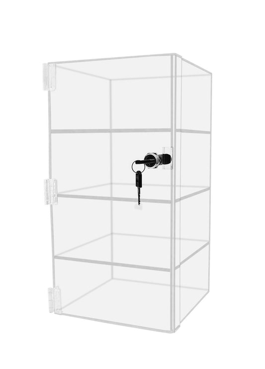 Marketing Holders Security Locking Case Bakery Pastry Cabinet Display with Lock and 2 Keys Acrylic Jewelry Show Case Stand 4 Shelf Cabinet