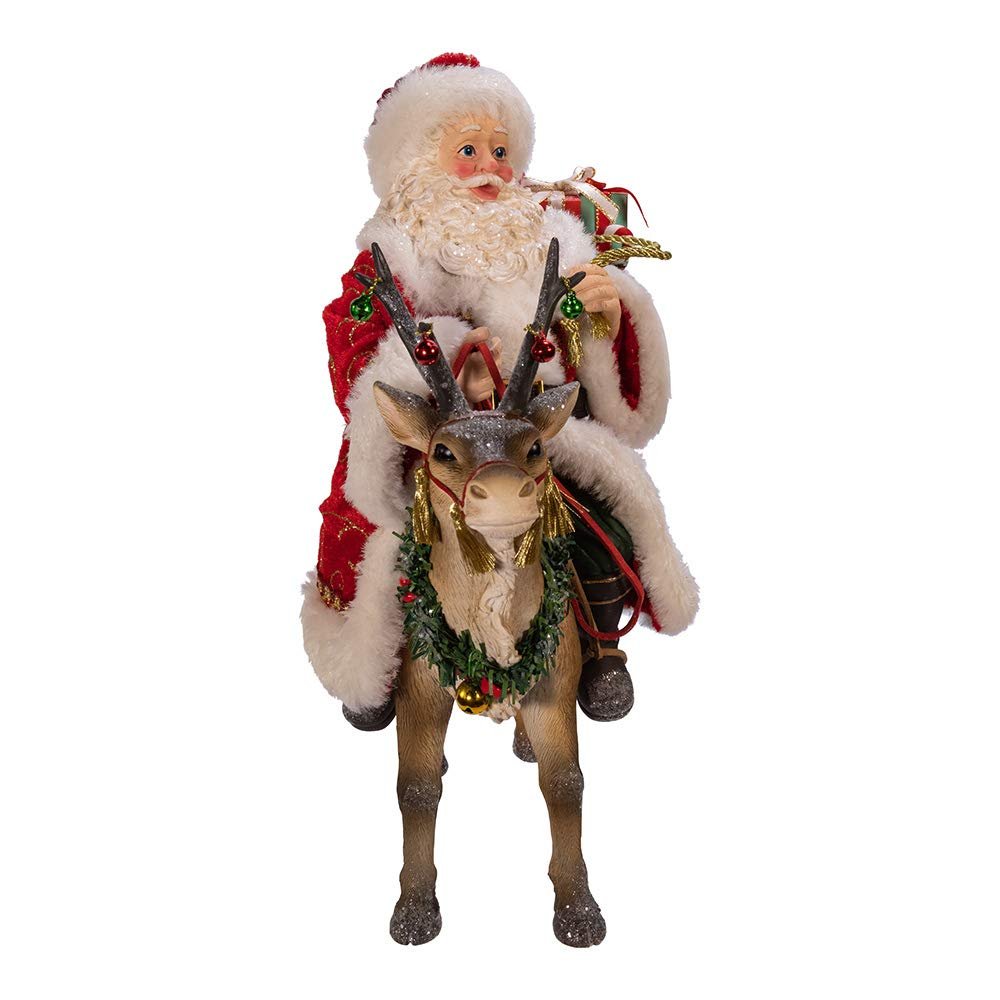 Kurt Adler 11.5-Inch Fabrich‚? Santa on Reindeer