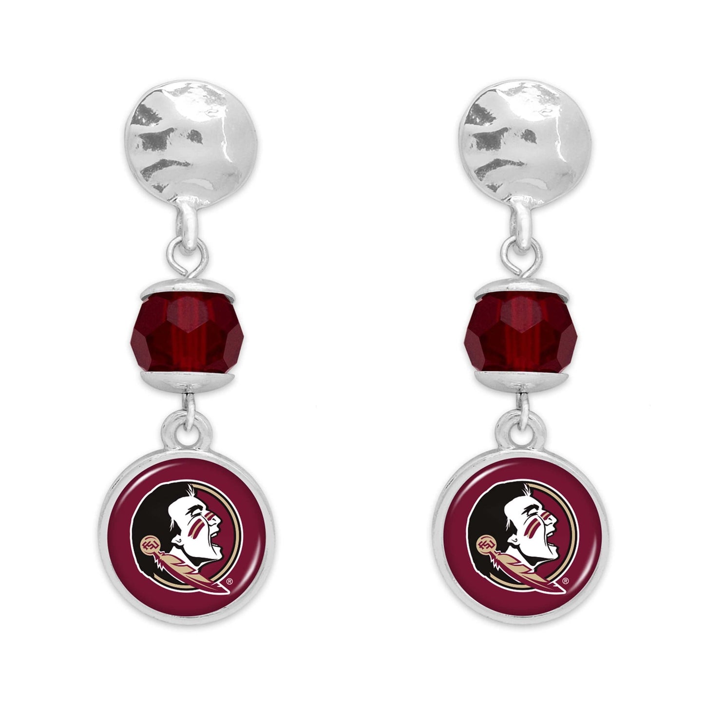 Florida State Seminoles Ivy Crystal Silver Earrings Jewelry Gift FSU