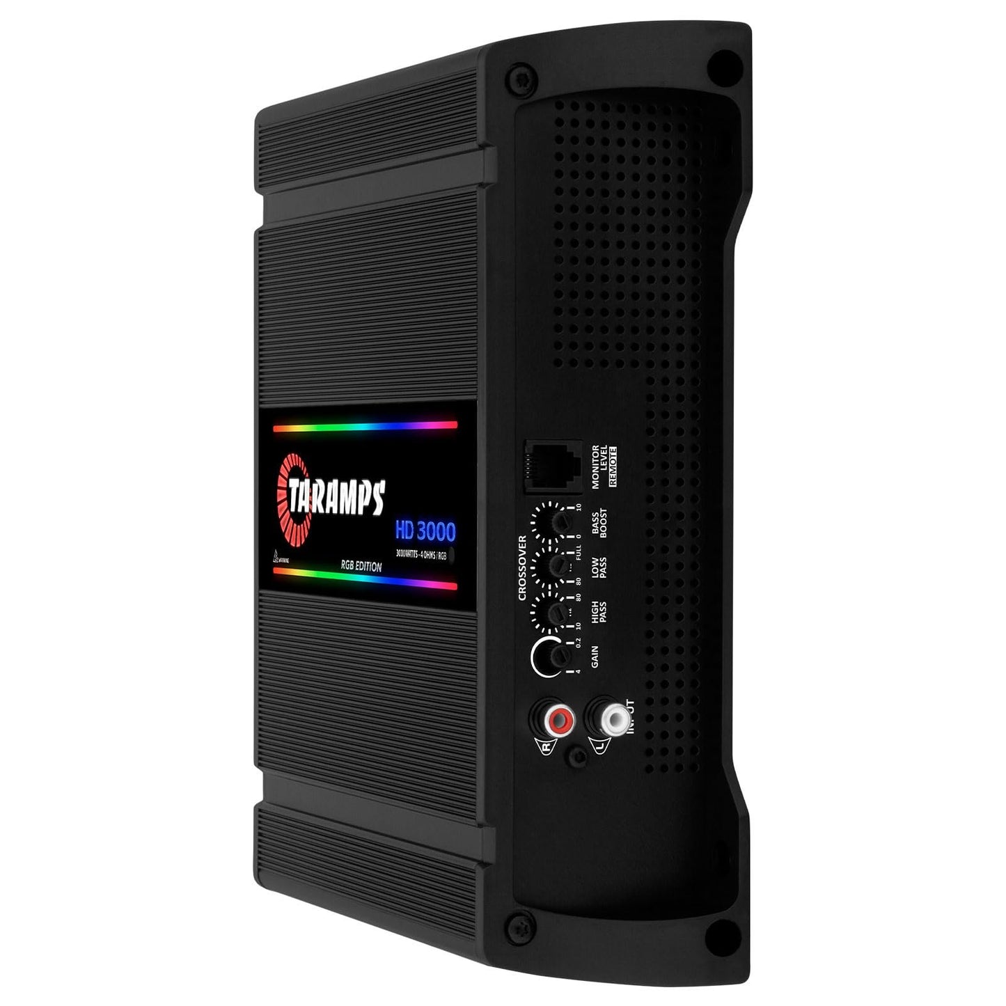 Taramps HD 3000 4 Ohms Black RGB 1 Channel Amplifier 3000 Watts RMS Digital, 108 RGB Effects, Crossover, Low/High Pass, Bass Boost, Car Audio System, Monoblock Full Range, LED Monitor Indicator, HD 3k