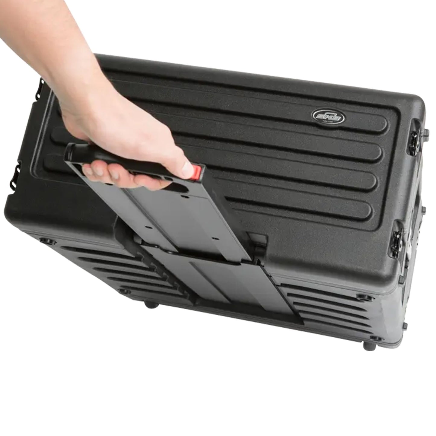 SKB 4U rSeries Rolling Rack with Integrated Back Wheels and 1-Touch Pull Handle, Comes with 4 Rack Units and Interlocking Molded Stacking Bars