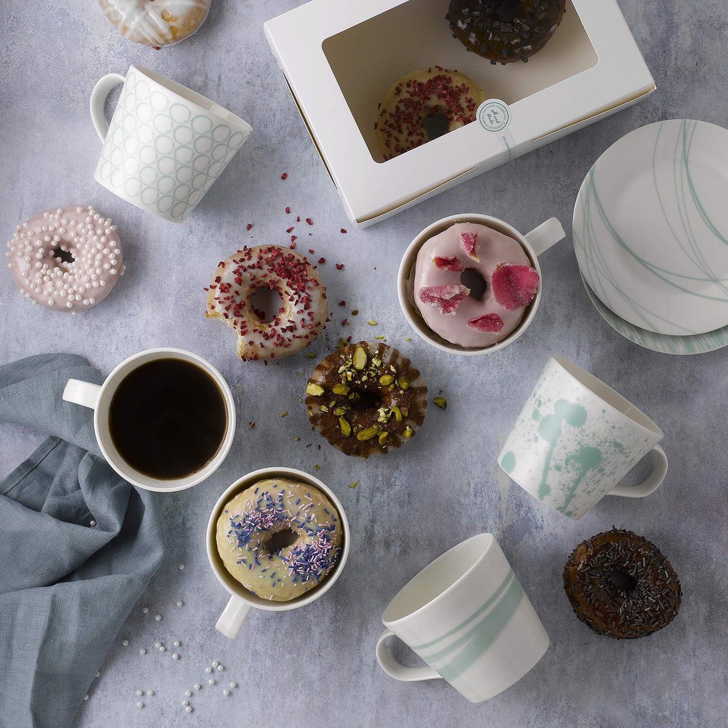 Royal Doulton Pacific Large Mug 450ml Set of 6, Blue, Porcelain, 0.45ltr