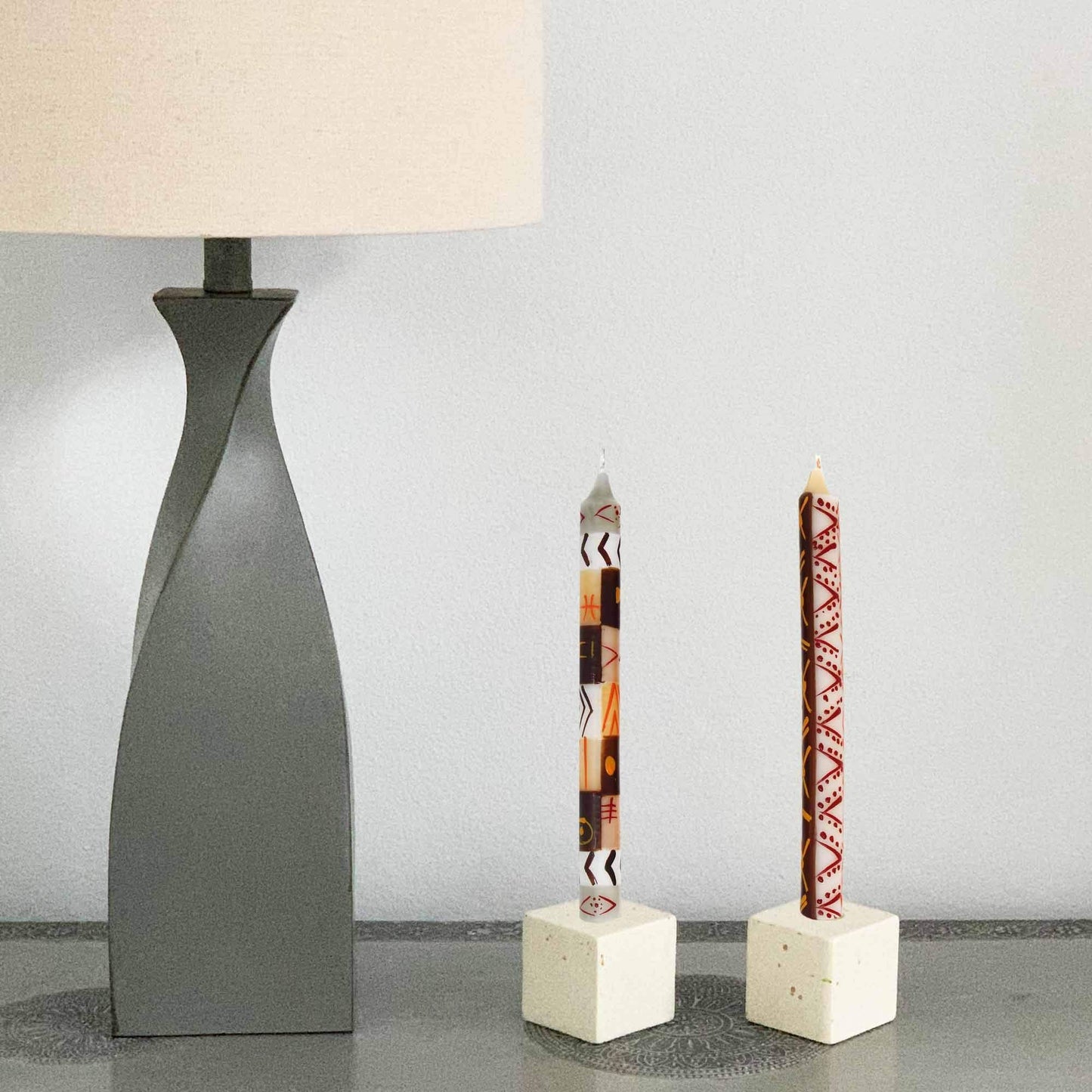 Global Crafts Hand-Painted Unscented Candles in African Designs