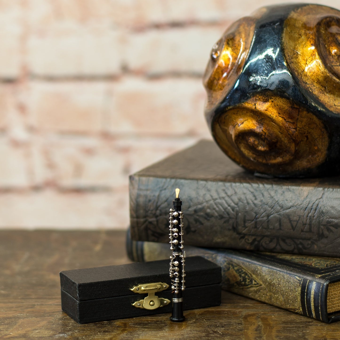 Broadway Gift Co. Oboe Miniature Replica Black and Gold Tone 1.5 x 3 Resin Tabletop Figurine