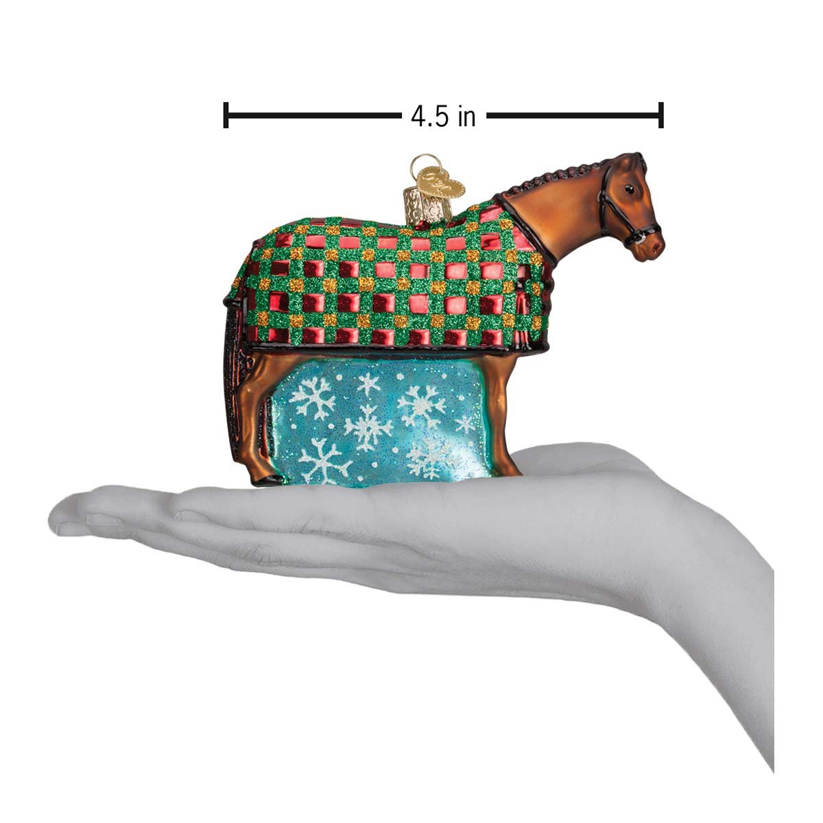 Old World Christmas Horse with Wreath Glass Blown Ornament