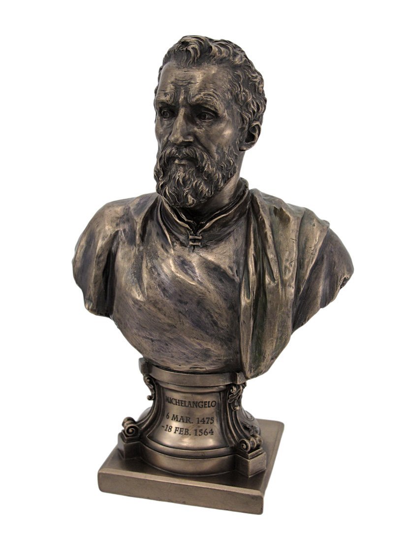 US Michelangelo Bronze Finish Bust Statue Artist