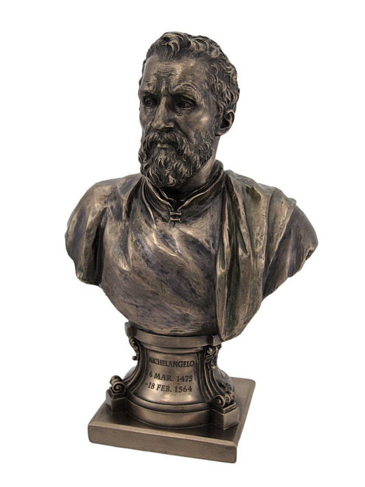 US Michelangelo Bronze Finish Bust Statue Artist