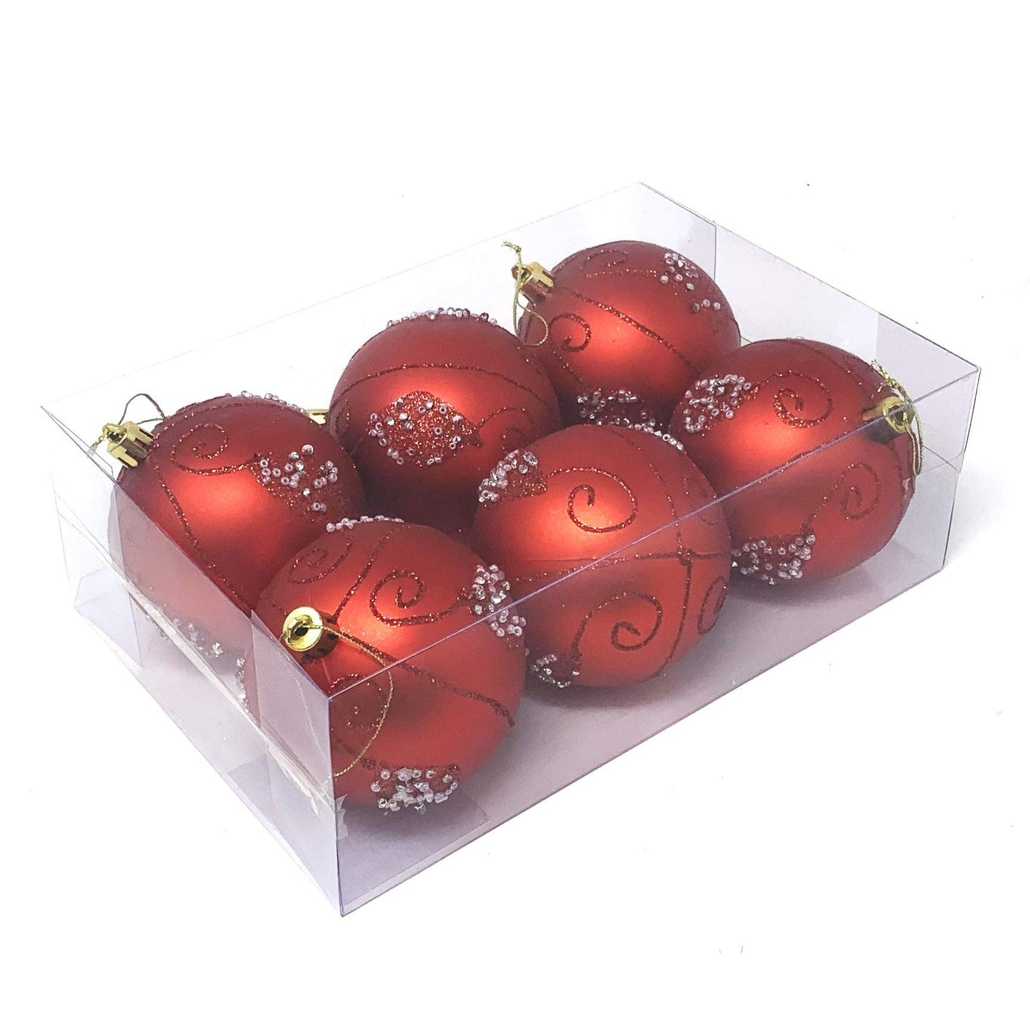 allgala 6-PK 3 Inch Luxury Glitter Rich Decoration Christmas Tree Ornament Balls