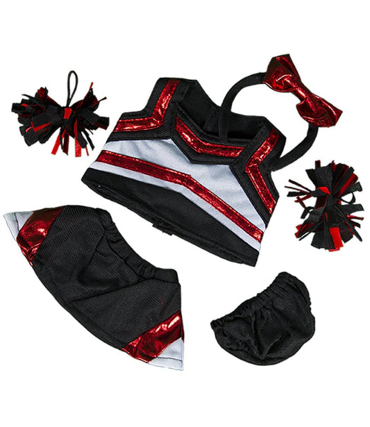 Metallic Red & Black Cheerleader Outfit Fits Most 8"-10" Stuffed Animals