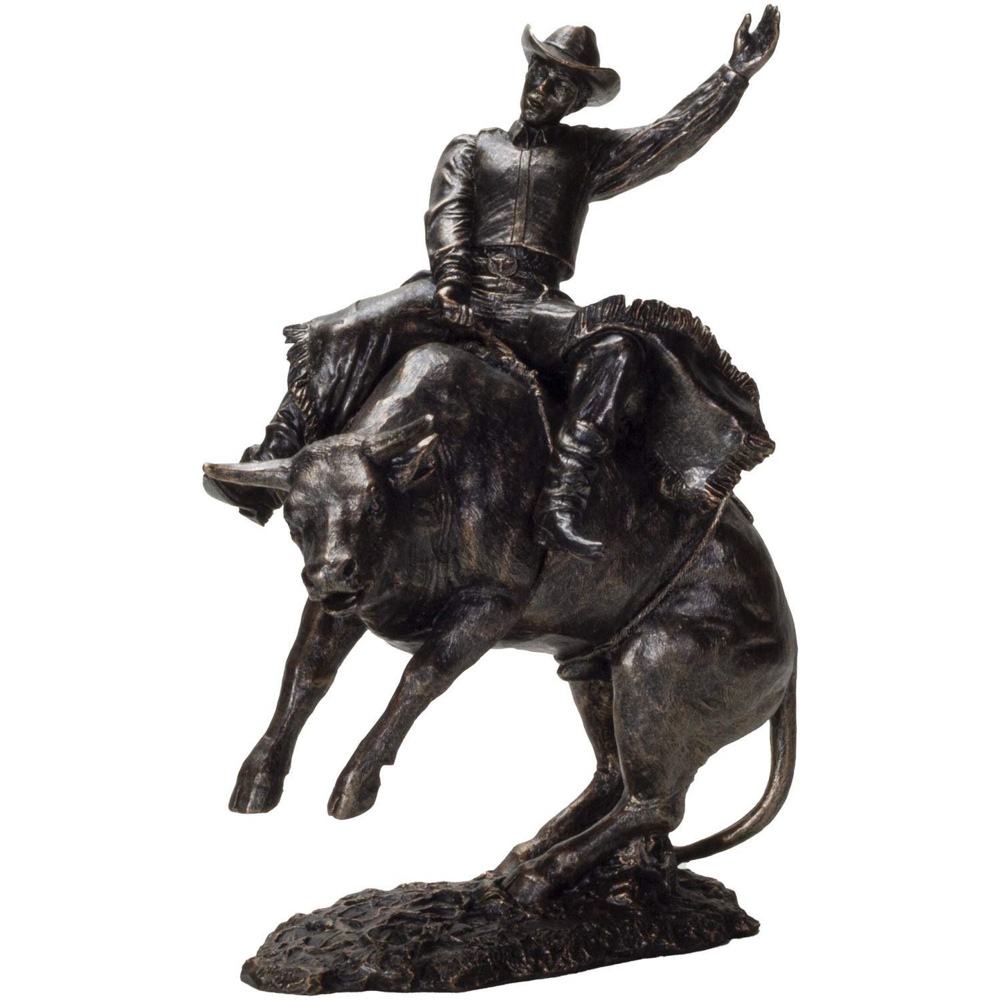 Pacific Giftware American Cowboy on Bull Resin Figurine- Bronze Finish
