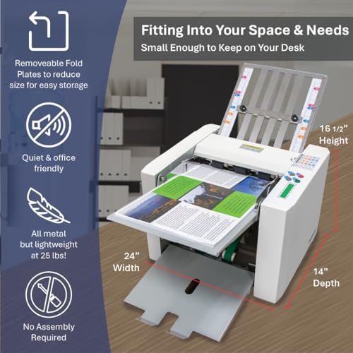 Formax FD 300 Document Folder, LCD Control Panel with 3-Digit Resettable Counter, Folds Up to 7400 Sheets per Hour, Output Conveyor for Neat and Sequential Stacking