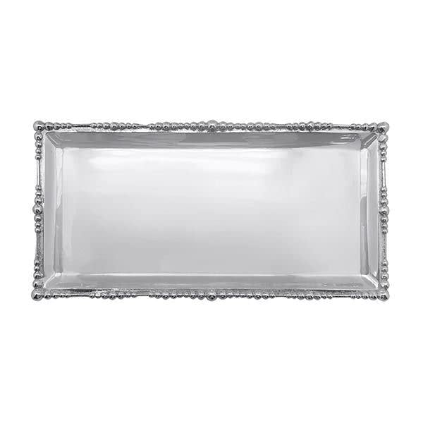 Pearl Drop Long Rectangular Tray | Silver | Brillante | Gifts | GIFTABLE Tray | Recycled SANDCAST Aluminum | Handmade in Mexico