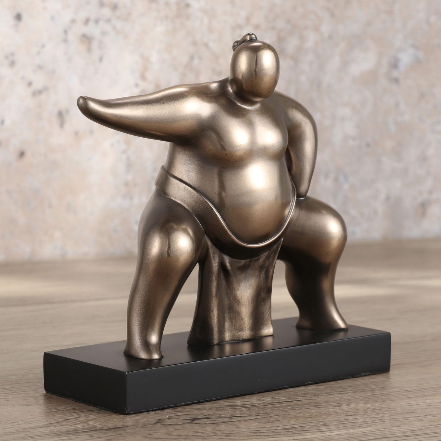 Veronese Design 4 7/8 Inch Japanese Abstract Sumo Wrestler Squat Resin Figurine Bronze Finish