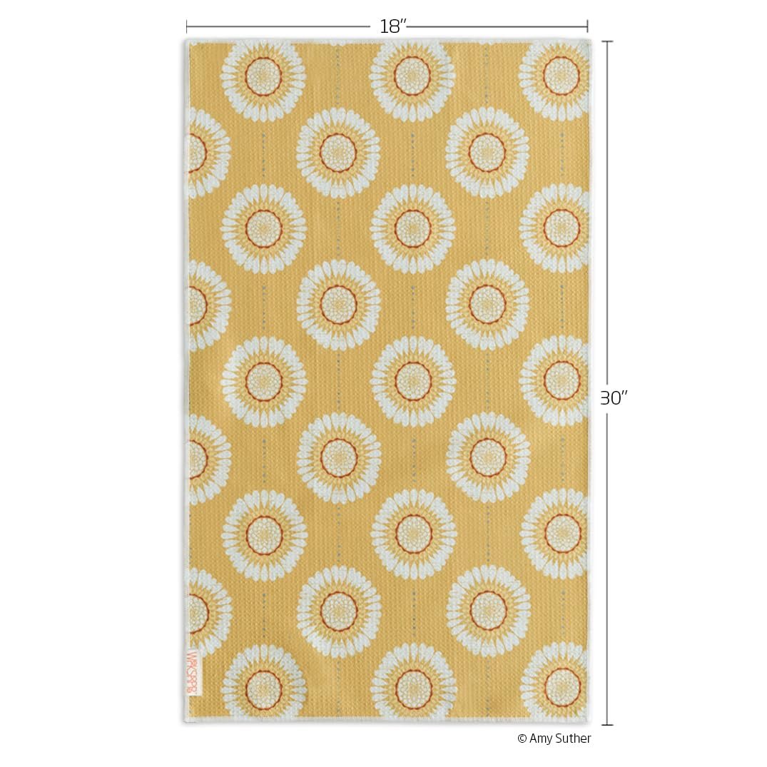WerkShoppe Sunflower Chains Kitchen Towel - Quick Dry Microfiber