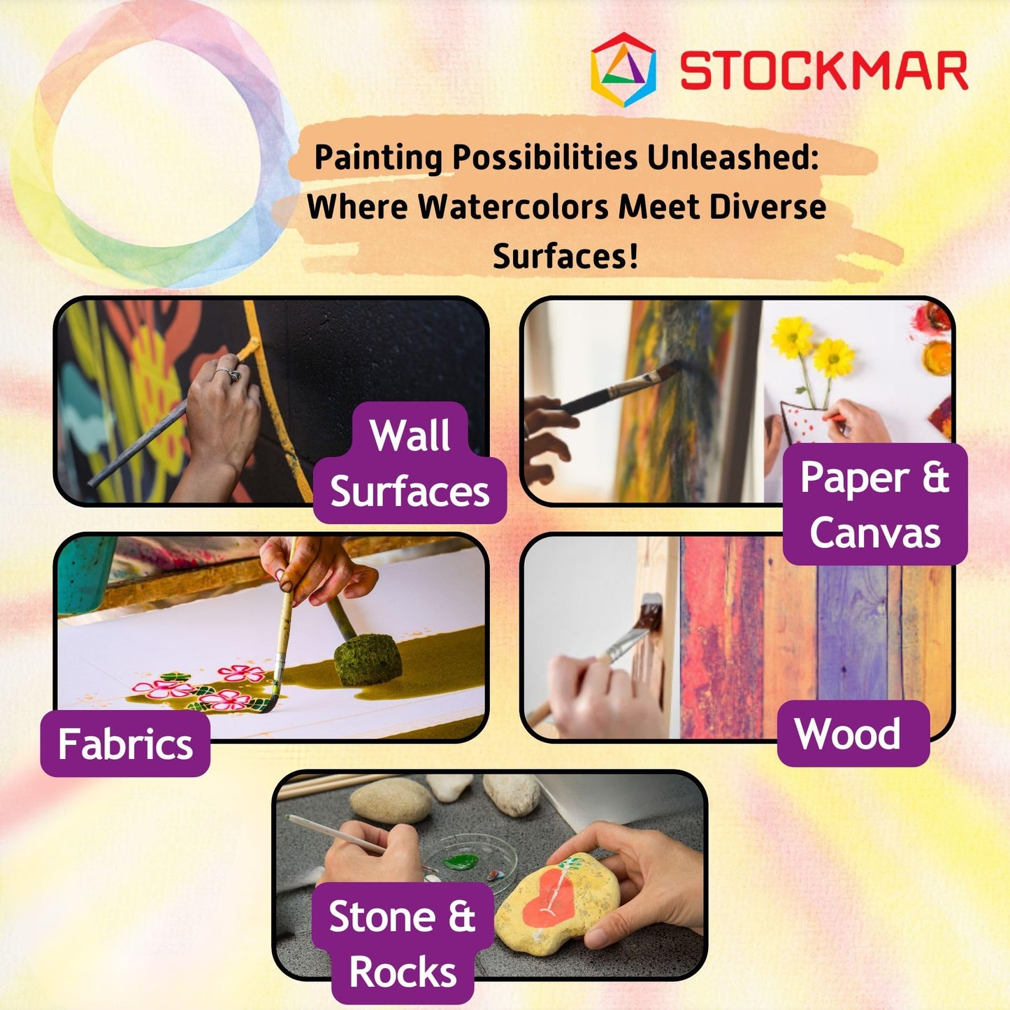 Stockmar Watercolor Paint- 6 Set, Washable Paint for Kids, Homeschoolers & Students, Waldorf Art Supplies (6 Bottles, 20 mL each)