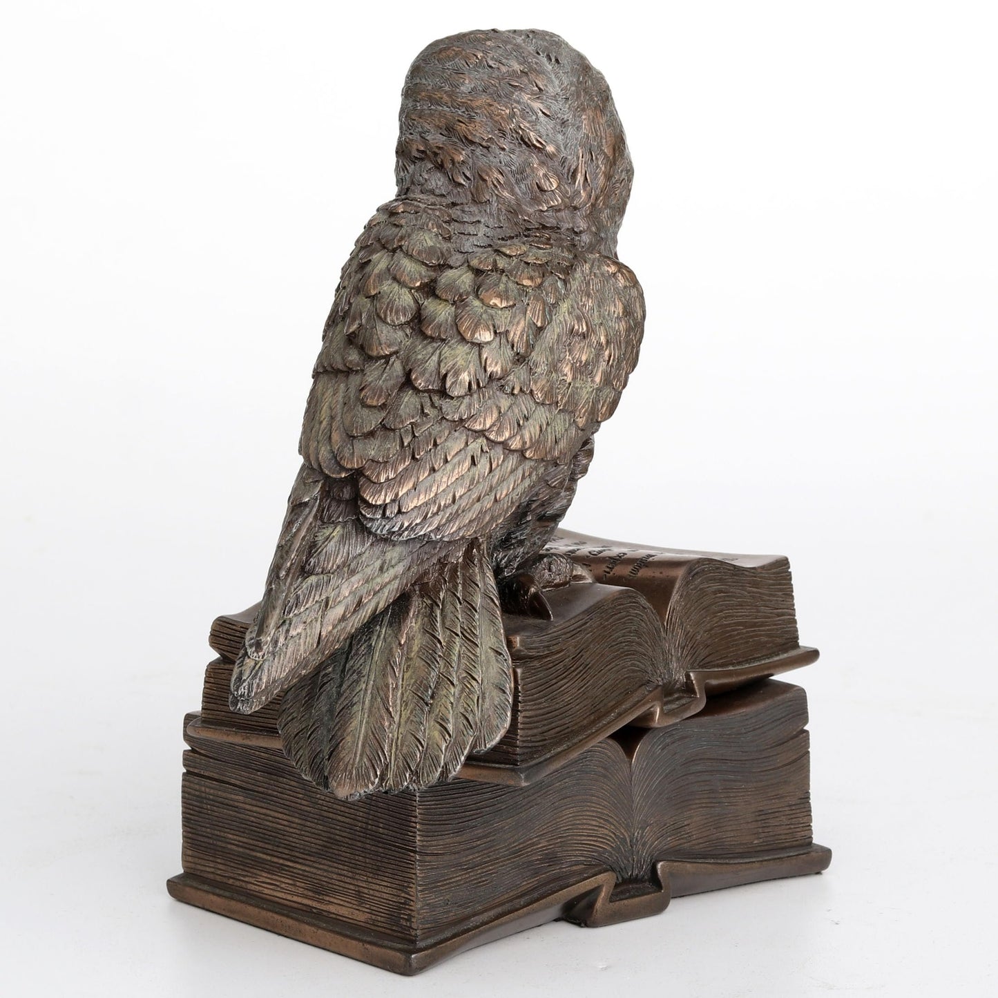 Veronese Design 7 1/8 Inch Owl Perched On Top of Books Cold Cast Resin Bronze Finish Trinket Stash Box