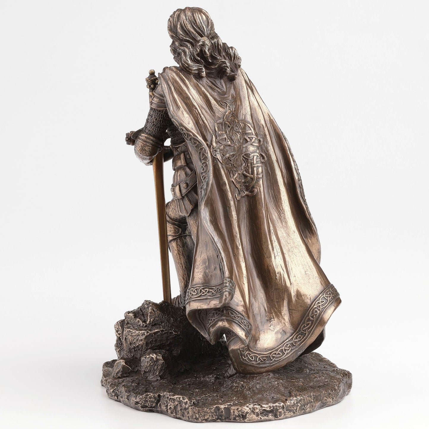 Veronese Design King Arthur Standing Pulling The Sword in The Stone Bronze Finish Statue