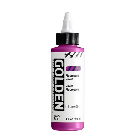 GOLDEN High Flow Acrylics, Fluorescent Violet, 4 fl. oz. Bottle, Professional Acrylic Paint, Transparent