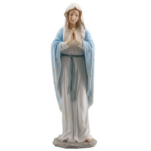 Blessed Virgin Mary Our Lady of Grace 11 3/4 Inch Light Color Stone Statue Religious Decoration