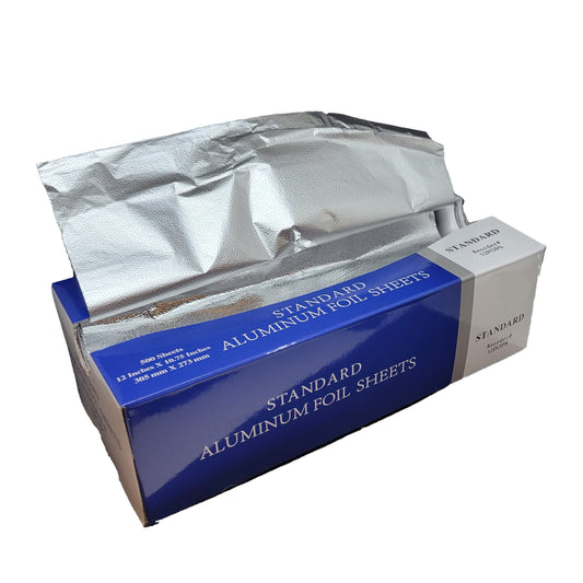 Foil sheets aluminum foil measuring 12" x 10.75" inches come in a pop-up dispenser