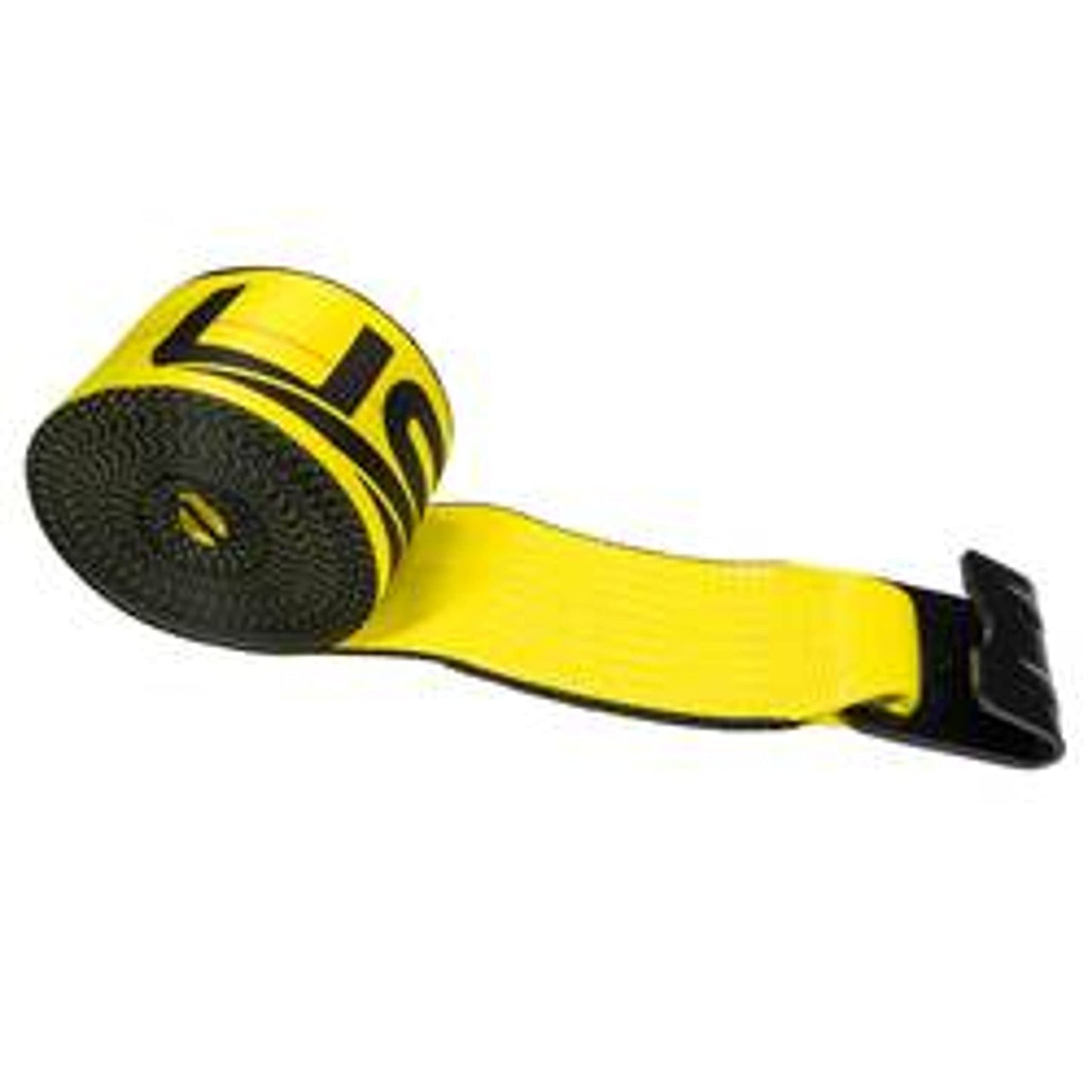 US Cargo Control 4 Inch Winch Strap with Large Flat Hook, 27 Feet Long, Heavy Duty Trailer Winch Strap for Safe Cargo Securement, Large Flat Hook End Fitting for Easy Fastening, Yellow