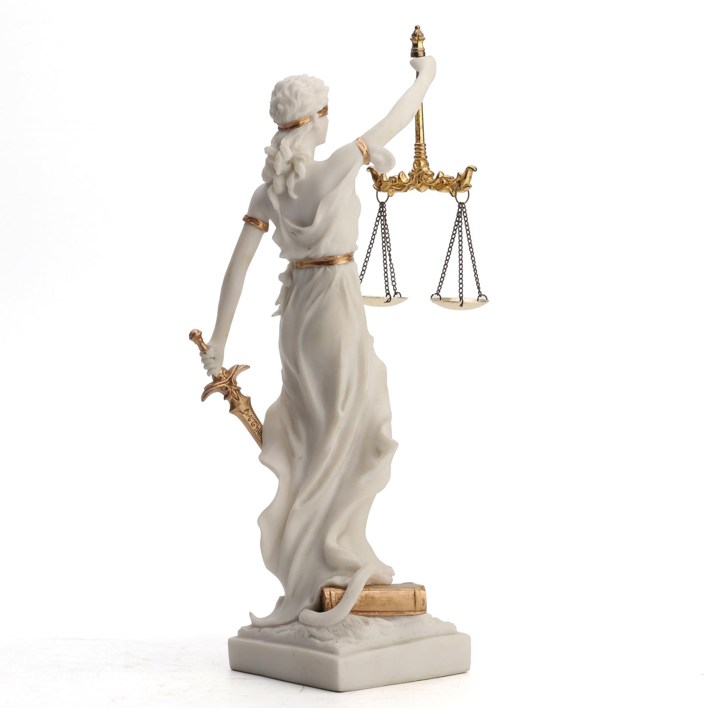 Veronese Design 12 Inch Blind Lady Justice Themis Resin Statue White Gold Finish