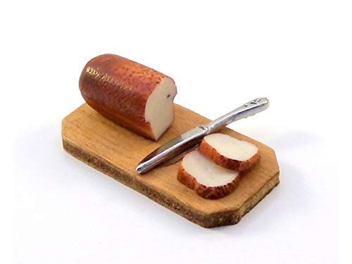 Melody Jane Dollhouse Slicing Tin Loaf on Bread Board Miniature 1:12 Kitchen Accessory