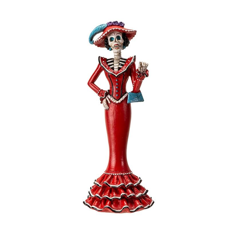Pacific Giftware D.O.D Red Catrina- Lady in Red, Proper Lady, Large DOD Figurine, Dia De Los Muertos Catrina-Roja