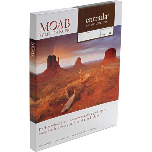 Moab Entrada Rag Fine Art 2-Side Natural Matte Inkjet Paper, 17x22", 25 Sheets
