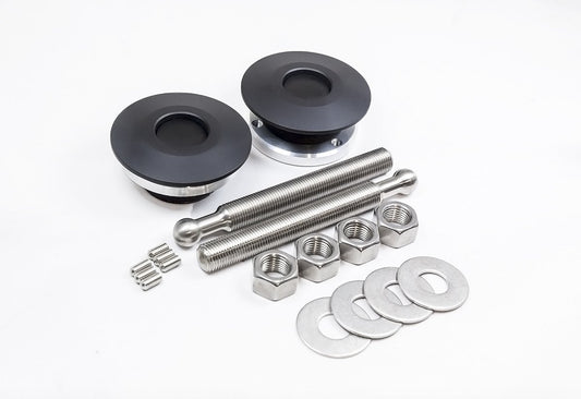 Quik-Latch Products Brushed Aluminum Low Profile Locking Quick Release Hood Pin Kit2